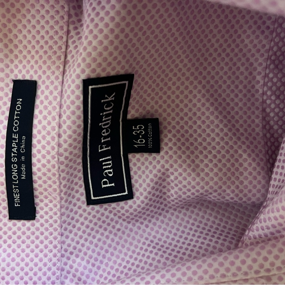 Paul Frederick, pink on white diamond print Oxford